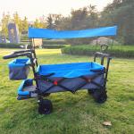 Camping Utility Folding Wagon Cart Beach Trolley With Adjustable Roof Trunk Basket