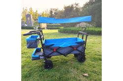 China Camping Utility Folding Wagon Cart Beach Trolley With Adjustable Roof Trunk Basket supplier