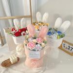 Cute Knitted Plush Rabbit Ears Bouquet Small Fragrance Style Qixi Graduation Season With Light Hand Bouquet Girlfriend Birthday Gift for sale