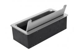 China Silver Brush Table Socket Box 5mm Alloy Plate 2 Universal Power Plug supplier