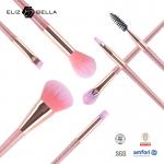 7pcs Rose Gold Cosmetic Brush Set Synthetic Hair Plastic Handle Travel Makeup Brush Set for sale