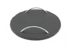 China Natural Edge Slate Serving Tray Round Shape Diameter 22cm For Kitchen supplier