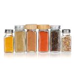 Oem Empty Clear 120ml Square Pepper Glass Bottle 4oz Spice Jar With Shaker For Kitchen Bbq for sale