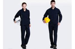 China Dark Blue Polyester Industrial Work Uniforms Anti - Pilling / Durable Apparel supplier