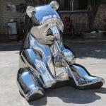 Modern Outdoor Panda Metal Animal Sculptures Stainless Steel Garden Ornaments for sale