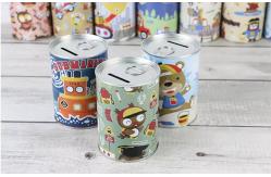 China Customized 10.2x7.5cm Cylinder Tin Can Coin Bank Metal Money Tin Box supplier
