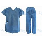 Short Sleeve Disposable Protective Apparel Over Lock Sewing Scrub Suit With Pocket for sale