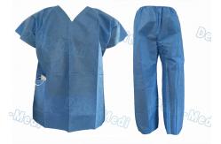 China Short Sleeve Disposable Protective Apparel Over Lock Sewing Scrub Suit With Pocket supplier