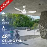 3 Color LED Light Source Ceiling Fan with Energy Saving DC Motor and White Blades for sale