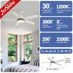 LED Smart Ceiling Fan Light White Finish 5 MDF Blade High Speed