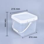 Customized Printing Injection Moulding Square Plastic Bucket With Lid White Logo Design