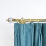 Aluminum Golden 25mm Iron Curtain Rod Capped Glass Finial With Double Bracket