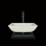 Super Clear Bathroom Wash Basins Tempered Glass White Seamless Square Sink Bowl for sale