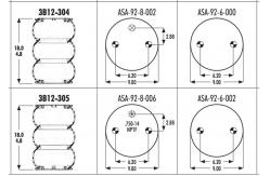 China 3B12-304 Goodyear Air Spring Triple Convoluted Cross To Firestone W01-358-8013 supplier
