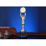 Engraved Custom Metal Trophies Man Figure Holding World Map By 3D Printing for sale