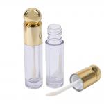 Round Design Head Cap Plastic Lip Glaze Tube With Brush 4.5ml Gold for sale