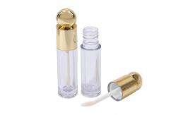 China Round Design Head Cap Plastic Lip Glaze Tube With Brush 4.5ml Gold supplier