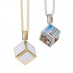 3D Cube Photo Frame Necklace Custom Blank Sublimation Dice Cube Memory Photo Pendant Necklace for sale