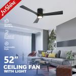 Flush Mounted LED Ceiling Fan with 3 Natural Wood Blades and Wall Control Convenience for sale
