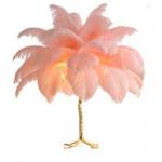 Pink Decorative Tabletop Ostrich Feather Palm Tree Lamp for sale