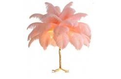 China Pink Decorative Tabletop Ostrich Feather Palm Tree Lamp supplier