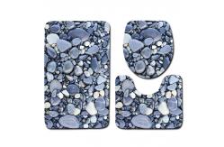 China Stone Printed 3 Pc Bath Rug Set 45*75cm Toilet Seat Cover Rug supplier