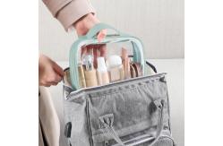 China Shockproof And Durable Clear Green Cosmetic Bags With Handle supplier
