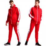 55% Polyester 45% Cotton Fashion Red Custom Outdoor Clothing Casual Long Sleeve Tracksuit for sale