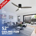 Decorative Solid Wood Flush Mount Ceiling Fan With LED Light 6 Speed Remote Control for sale