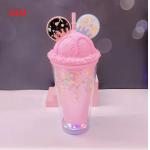 Ice Cup Water Bottle  Children's Plastic Straw Cup for sale