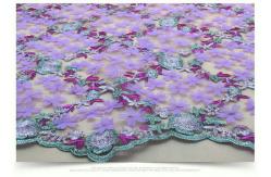 China 3D Flower Embroidered Stretch Mesh Fabric , Coloured Tulle Lace Fabric supplier