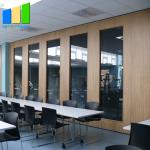 Glass Wood Sliding Partition Walls Room Divider With Aluminum Frame for sale
