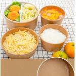 Disposable Custom Print Biodegradable Salad Bowl Waterproof Coated Take Away Kraft Paper Bowls for sale