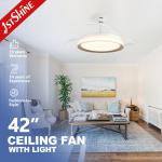 Home Hotel Office LED Ceiling Fan Retractable PC Blades and 3000K/4000K/6000K LED Light for sale