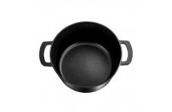 China 12.3cm Height Black Soup Pot 4L Stock Pot With Tempered Glass Cover supplier