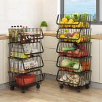 5 Tier 105cm Height Steel Kitchen Basket Rack For Vegetable Storage for sale