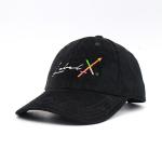100% Corduroy Black Flat Embroidered Baseball Caps Plastic Back Closure for sale