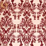 Shining Sequins Wedding Dress Lace Fabric 3D Heavy Beaded for sale