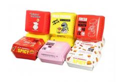 China Recyclable Paper Cardboard Hamburger Box for Fast Food Custom Printed and Disposable supplier