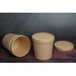 Disposable Compostable Kraft Paper Bowls Brown Biodegradable Soup Cups 12oz for sale