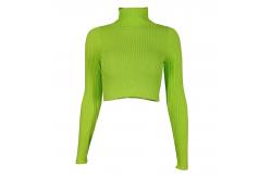 China Turtleneck Navel Tops Women's Long Sleeve Crop Top supplier