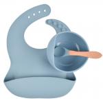 Grey Cute Lightweight Silicone Feeding Bib 2 Years Old Rubber Bib for sale