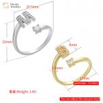 Open Adjustable 18k Gold Plated Diamond Letter Rings Zircon A-Z Alphabet Statement
