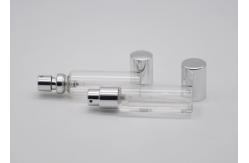 China 10CC Exquisite Mini Glass Perfume Tester Bottle  With Silver Aluminum Spray Pump supplier
