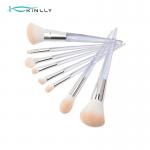 OEM 8PCS Complete Makeup Brush Set Quadrilateral Clear Plastic Handle