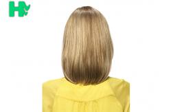 China Natural Looking Light Blonde Bob Wig With Bangs High Temperature supplier