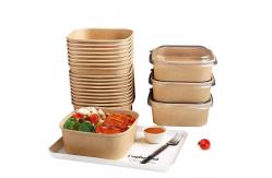 China Kraft Paper Salad Takeaway Food Container Printing Rectangular Waterproof 1200ml supplier