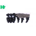 8’’ -  30’’ Loose Wave Virgin Hair / Brazillian Hair Bundles With 13*4 Closure for sale
