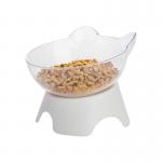 Cat Bowl Dog Bowl Cat Single Bowl Non-Slip Cat Bowl Oblique Mouth Neck Protector Transparent Pet Bowl High Foot for sale