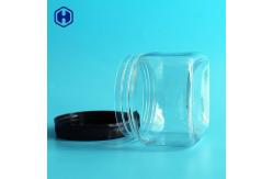 China Clear PET Plastic Grip Jars Canned Square Plastic Jars With Lids 420ML 14OZ supplier
